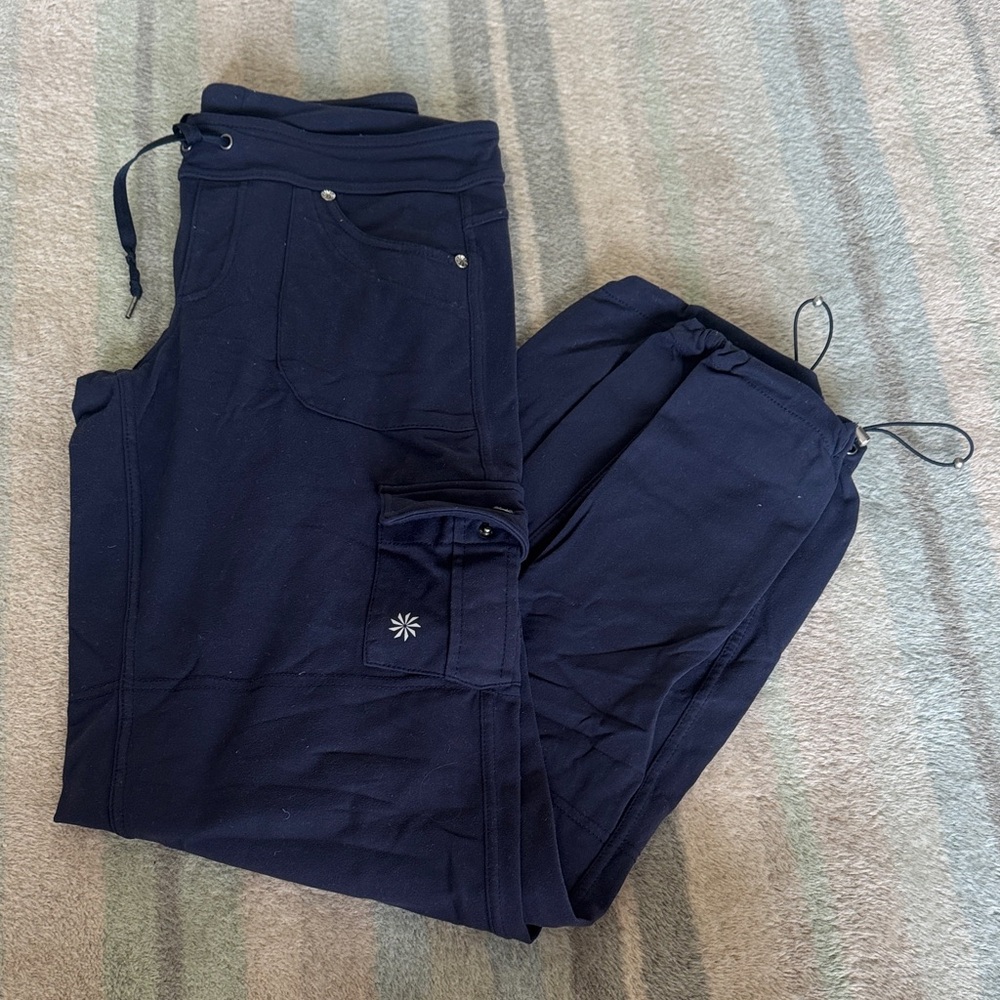 Athleta Navy Drawstring Cargo Jogger Pants